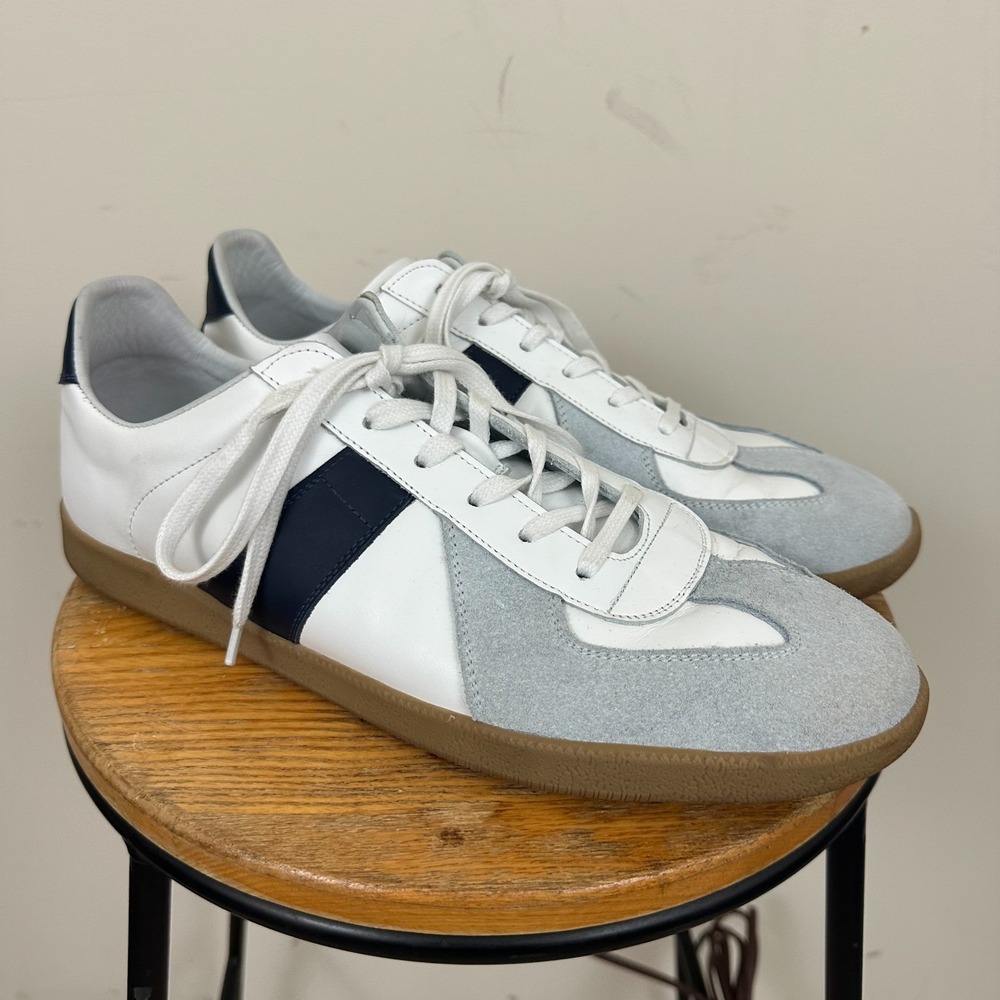 Beckett Simonon Mens Trainer Shoes White Gray Leather Lace Up Sneakers 13